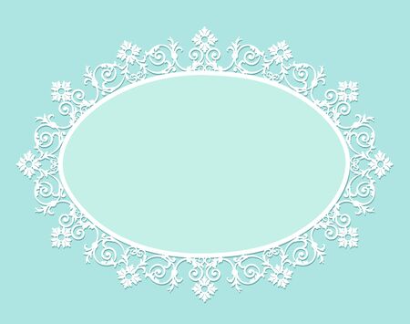 White oval frame with space for text on a turquoise backgroundのイラスト素材