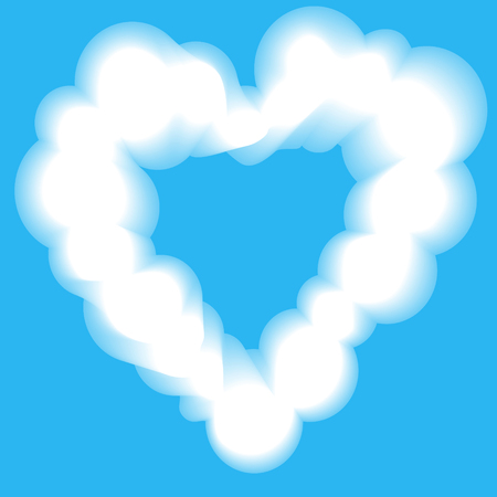 Illustration of a cloud in the shape of a heart on a blue backgroundのイラスト素材
