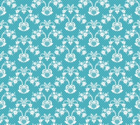 seamless lace with floral pattern on a turquoise backgroundのイラスト素材