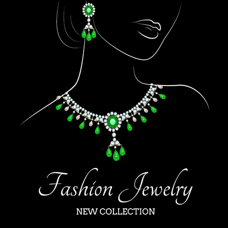 woman with jewelry vector illustration.のイラスト素材