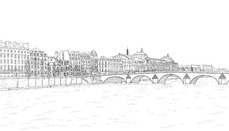sketch of Seine embankmentのイラスト素材
