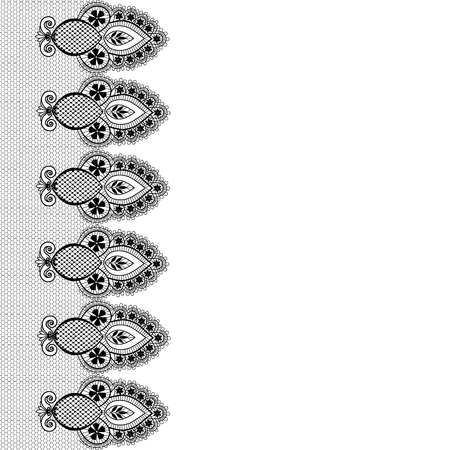 white background with black lace pattern borderのイラスト素材