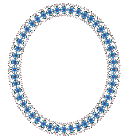 Oval flower frame isolated on a white backgroundのイラスト素材