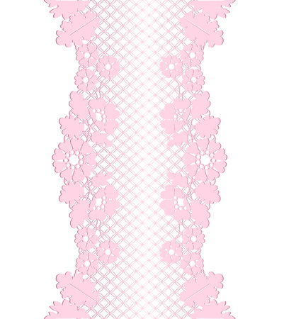 pink lace border with floral pattern on a white backgroundのイラスト素材