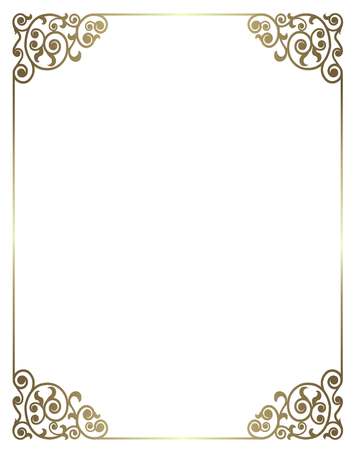 Elegant gold frame isolated on white backgroundのイラスト素材