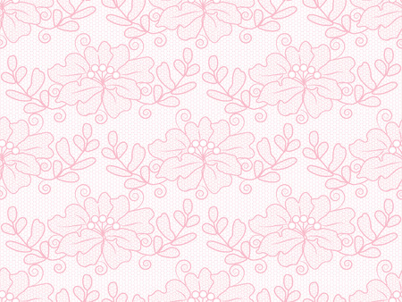 Seamless pink floral lace on a white backgroundのイラスト素材