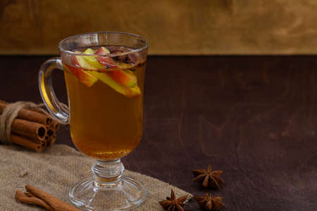 homemade apple cider with fresh apples, honey, spices: cinnamon, cardamon, anise, clove. hot fruit...