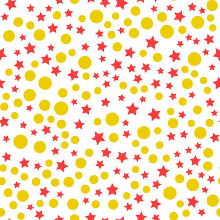 Seamless pattern with stars and circles on a white backgroundのイラスト素材