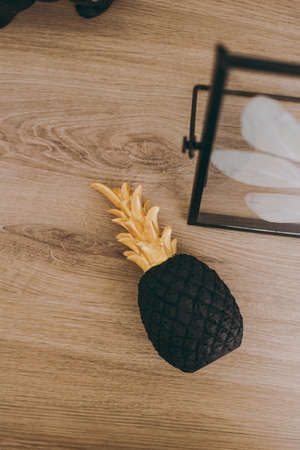 Black pineapple decorates the houseの写真素材