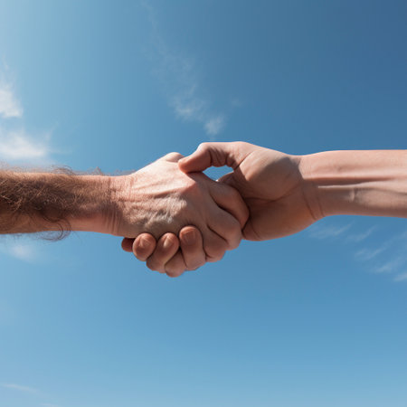 A day of peace, people shaking hands, generative AIの素材