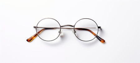 Glasses on white background, minimalist photo for the day of the ophthalmologist, generative AIの素材