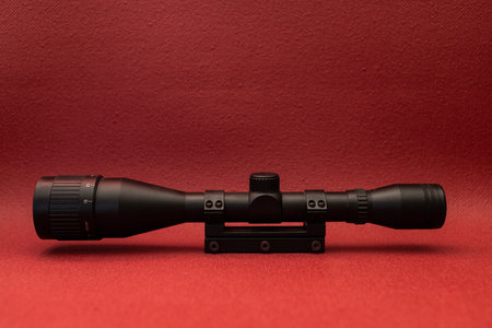 Gun sights on a red backgroundの写真素材