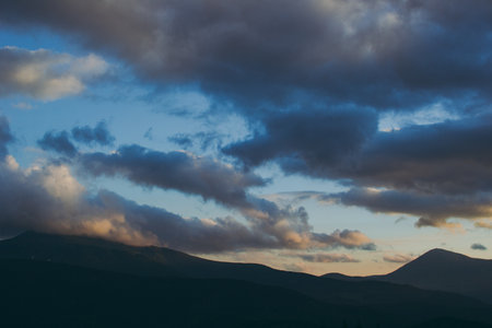 Bright skies in the mountainsの写真素材