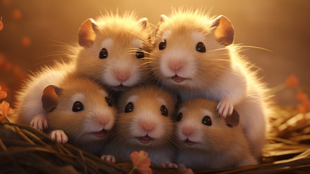 Hamster family, generative AIの素材