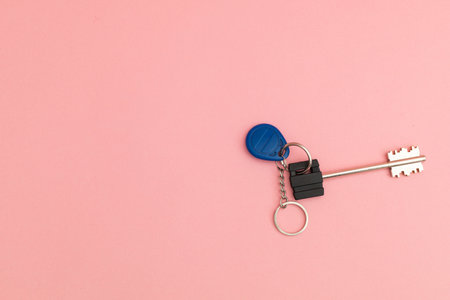Car keys on a pink backgroundの写真素材