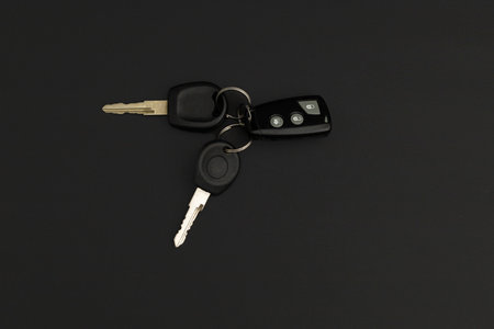Car keys on black backgroundの写真素材