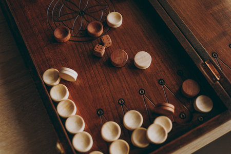 Backgammon with quality wood for the gameの写真素材