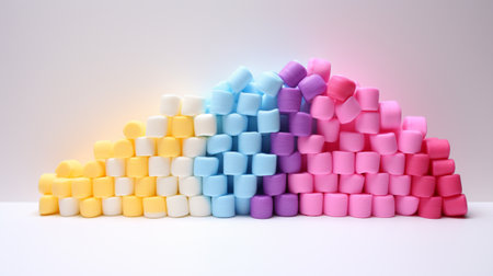 A rainbow of colorful marshmallows, generative AIの素材