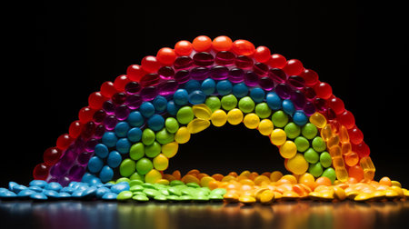 A rainbow of colorful candy, generative AIの素材