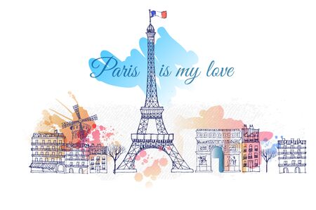 Paris poster vector backgroundのイラスト素材