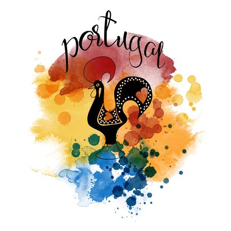 Haan van Barcelos. Portugla Haan vector watercolor illustrationのイラスト素材