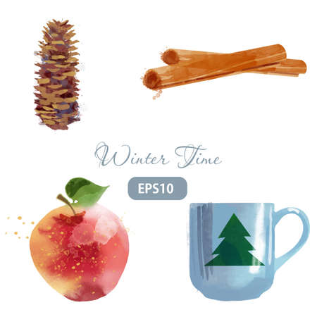 Christmas card. Watercolor vector backgroundのイラスト素材