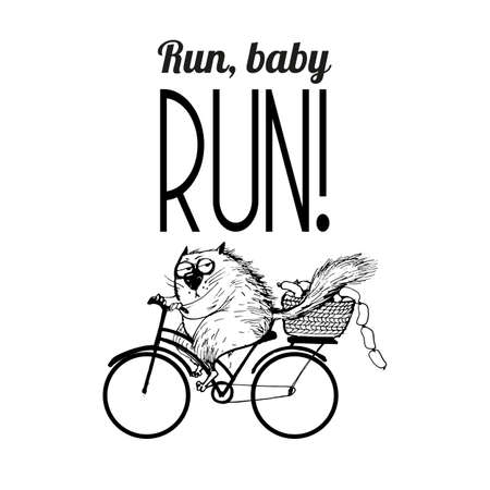 hand drawn vector sketch of funny catsのイラスト素材