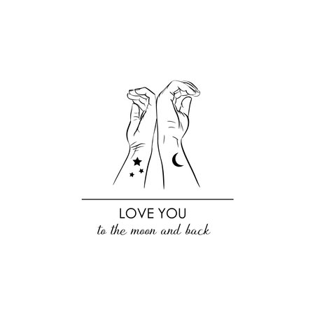 Card illustration about Love. Vector sketch and Quotesのイラスト素材
