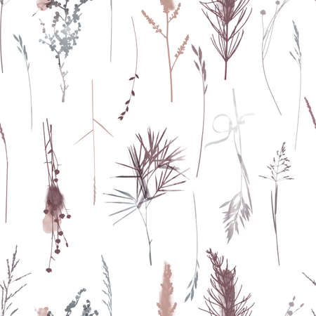 Watercolor vector floral seamless patternの写真素材