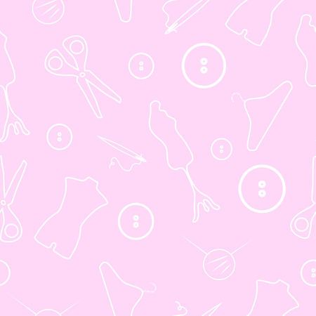Seamless pattern of sewing business on a pink background for webのイラスト素材