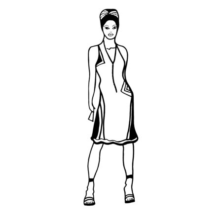 ashion sketch of a woman in an evening dressのイラスト素材