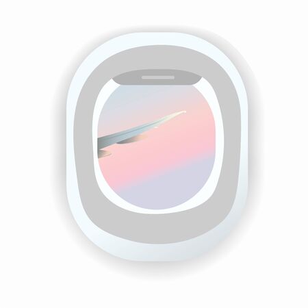 View from the plane. Passenger airline. airplane window with shadow.のイラスト素材