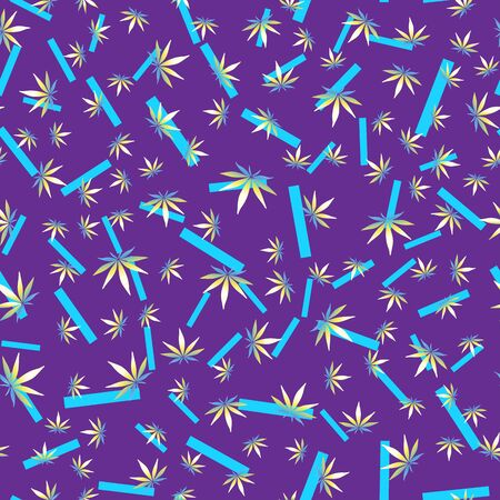 Hemp leaves with gradient on a blue background. Abstract seamlessのイラスト素材