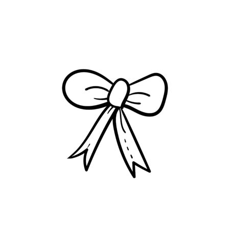 bow doodle vector outline drawing isolated on whiteのイラスト素材