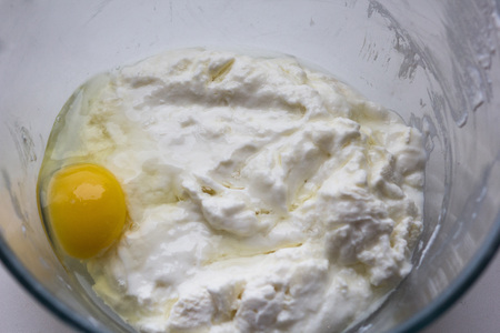 dough for cheesecake pancake from cottage cheeseの写真素材