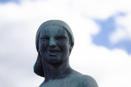Oslo Norway - 22 june 2019: Face of sculpture of woman in the Vigeland Parkのeditorial素材