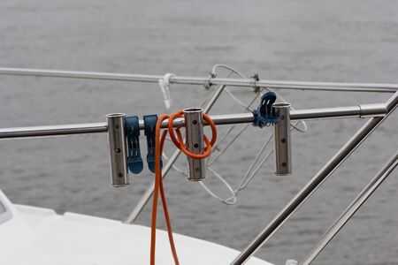 Special blue pins on the board of the yacht