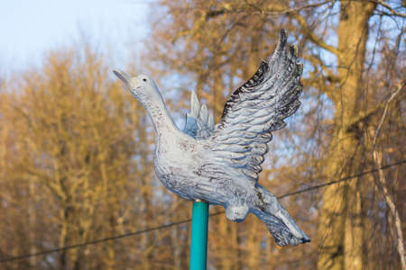 Cheboksary Russia - 10 December 2019: Statue of duck as symbil of chuvash Republic in Lakreevskiy lesのeditorial素材