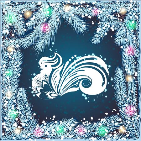 Winter rooster cardのイラスト素材