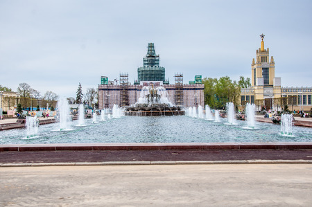 Moscow - May 5, 2017: a general view at the Stone Flower waterworks in the VDNKh exhibitionのeditorial素材