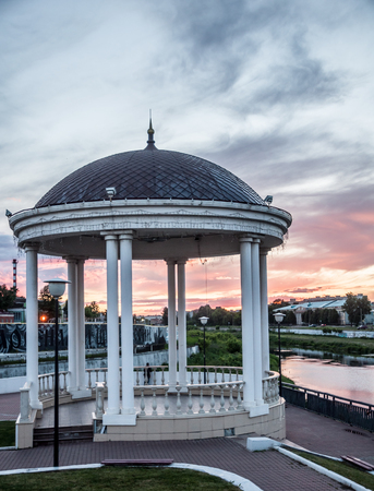An alcove on the Upa river embankment in Tula, Russia on the sunsetの写真素材