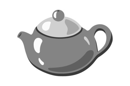 Teapot icon image vector monochrome illustration. Gray flat tea pot picture.のイラスト素材