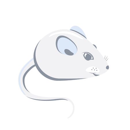 Funny white mouse. Cartoon rat the mascot of 2020 year. Flat image vector illustrationのイラスト素材