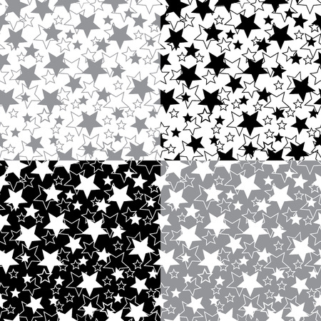 Seamless ornament or background  Stars of white and black colors  Two options ornament  Vector  のイラスト素材