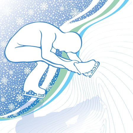 Male athlete figure skates in tiltのイラスト素材