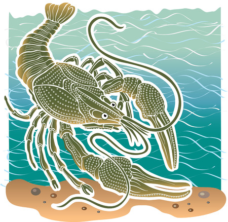 Animal Clam cancer in habitat water  Vector Illustration  Stylingのイラスト素材