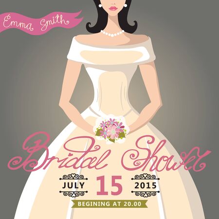 Bridal Shower invitation with brideのイラスト素材