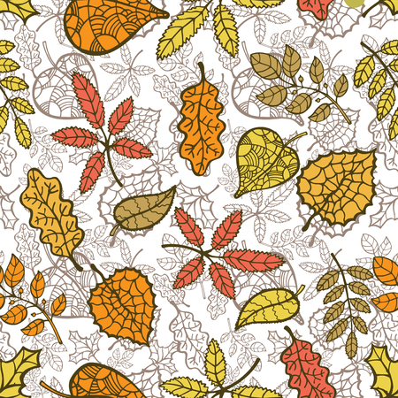 Vector autumn doodle seamless pattern.or background .Vectorのイラスト素材