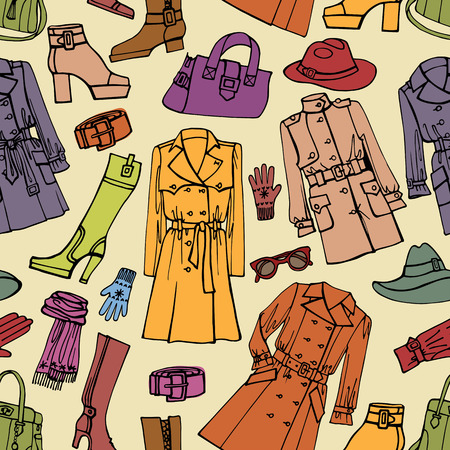 Autumn women's clothing and accessories. Fashionable set. Vectorのイラスト素材