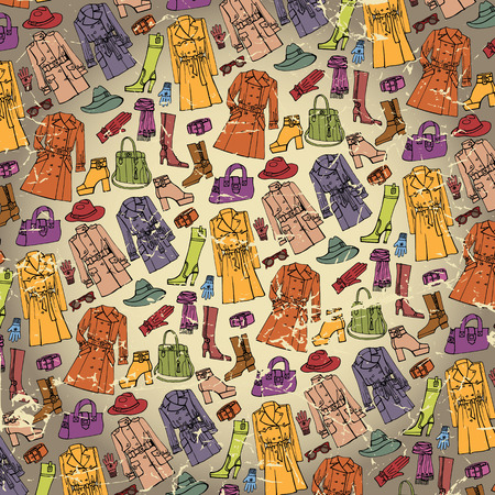 Autumn women's clothing and accessories. Fashionable set. Vectorのイラスト素材